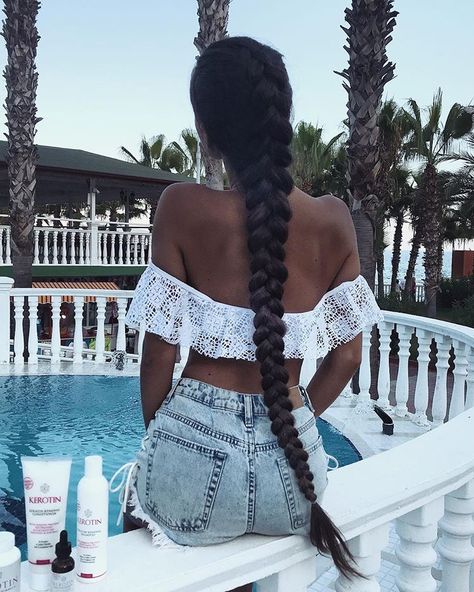 Viktorija Jukonytė on Instagram: “It looks like my hair loves @kerotinhaircare products, because it grows faster and looks much healthier✨😻 I can say that it’s the best of…” Braided Long Ponytail, Ponytails For Long Hair, Long Hair Braided Hairstyles, Easy French Braid, Messy Fishtail Braids, Messy Fishtail, Long Braided Hairstyles, Mohawk Styles, Long Ponytail