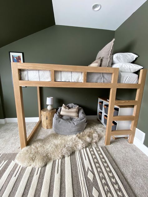 Loft Bed Instructions Diy, Bunk Room Inspiration, Loft Bed Instructions, Top Bunk Only Loft Beds, Short Loft Bed Diy, Kids Twin Loft Bed, Raised Loft Bed, Oak Loft Bed, How To Build A Loft Bed With Stairs