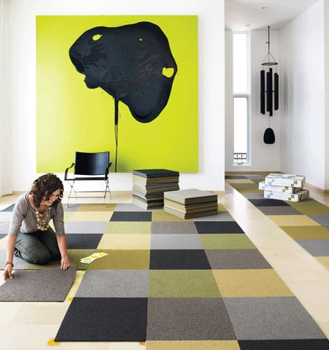 Interesting use of carpet tiles Northwest Contemporary, Carpet Tiles Design, Accounting Office, Modular Carpet Tiles, Modular Carpet, Carpet Squares, Ideas Hogar, Inside Design, Bedroom Paint Colors