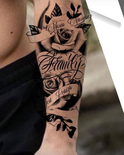 Chavez Tattoo Name, Mom Tattoo For Men, Lace Thigh Tattoos, Family Sleeve Tattoo, Forearm Name Tattoos, Grandchildren Tattoos, Arm Cover Up Tattoos, Octopus Tattoo Sleeve, Watch Tattoo Design