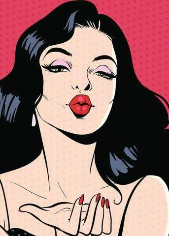 Flying Kiss Pop Art.    #FlyingKiss #PopArt #art #print #pucker #redlips #retro Pop Art Woman Face, Ragazza Pop Art, Images Pop Art, Pop Art Face, Portraits Pop Art, Comic Pop Art, Arte Pin Up, Pop Art Vintage, Pop Art Images