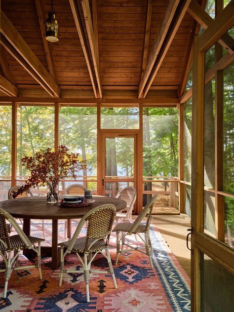 New Hampshire Lakehouse Classic Cottage, Cabin Interiors, Vintage Inspired Decor, Waterfront Homes, Screened In Porch, House Goals, Cabins In The Woods, Interior Inspo, House Inspo