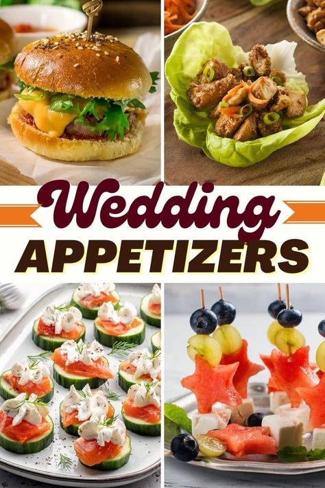 These easy and delicious wedding appetizers make planning your big day a breeze. Serve one or opt for a nice selection, and your guests will thank you! Canapes For Wedding, Hor D'oeuvres For Wedding, Appetizers For A Wedding Reception Finger Foods, Easy Wedding Finger Food Ideas, Best Appetizers For Wedding Reception, Food To Serve At A Wedding, Pre Wedding Appetizers, Simple Wedding Appetizer Ideas, Cheap Appetizers For Wedding Reception