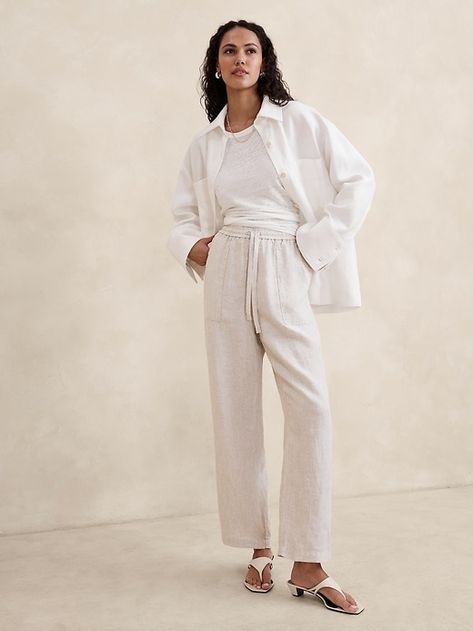 Pull On Linen Pants Outfit, College Packing List, Capsule Wardrobe Women, College Packing, Linen Fashion, Petite Shorts, Linen Maxi Dress, Linen Pants Women, Summer Staples