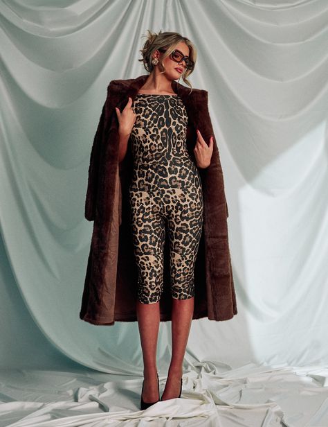 Backless Capri Pant Jumpsuit Leopard Capri Jumpsuit, Leopard Jumpsuit, Leopard Print Jumpsuit, Public Desire Shoes, Leopard Fashion, Print Jumpsuit, Boots Outfit, Model Height, Design Inspo