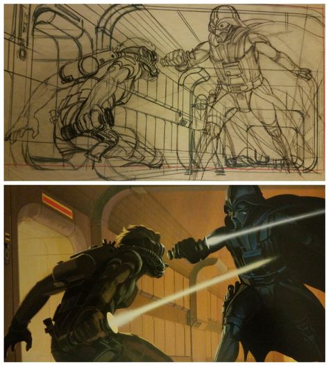 Got the huge 22lb Ralph MacQuarrie Star Wars book for Xmas. It's expensive but a must-have I promise. Tons of unpublished stuff. This is my favorite thing so far.#books http://ift.tt/2iJZ18t Night Brother Star Wars, Luke And Vader, Darth Vader Face, Star Wars Theories, Star Wars Sith Lords, George Lucas Star Wars, Star Wars Illustration, Star Wars Painting, Famous Star