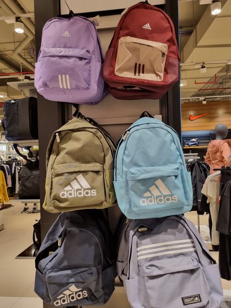 Adidas Bag, Canvas Bag Design, Nike Backpack, Stylish School Bags, School Bag Essentials, Aesthetic Backpack, Adidas Bags, Cool School Supplies, Cute Nike Shoes