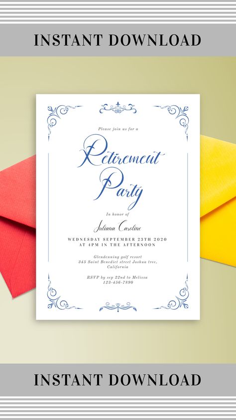 Free Retirement Printables, Retirement Invites Ideas, Retirement Invitation Ideas For Men, Retirement Invitation Card Design, Retirement Invitations Template Free, Retirement Party Invitations Template, Farewell Invitation Card, Retirement Invitation Card, Retirement Dinner Invitations