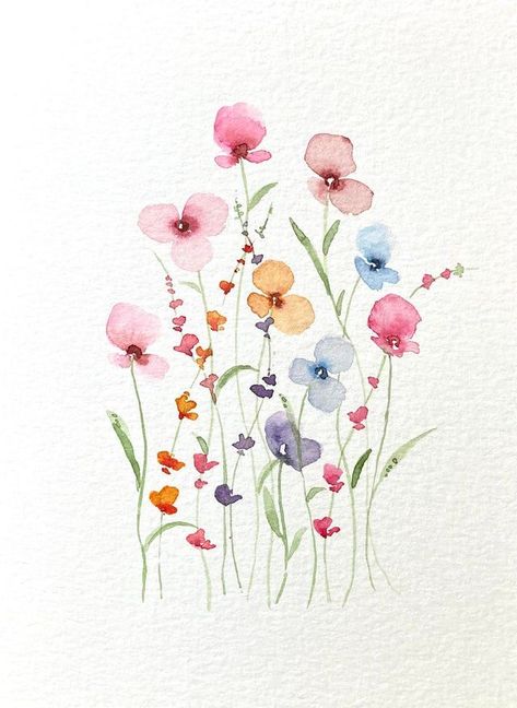 ColorsBySue (u/colorsbysue) - Reddit Watercolor Templates, Simple Flower Drawing, Love Watercolor, Watercolor Beginner, Watercolor Flowers Tutorial, Watercolor Designs, Watercolor Paintings For Beginners, Watercolor Bouquet, Vibrant Patterns