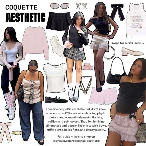 coquette outfits inspo • Instagram Coquette Essentials, Soft Feminine Style, Coquette Outfits, Ruffle Skirts, Ruffle Tops, Coquette Style, Silk Headband, Aesthetic Coquette, Soft Floral