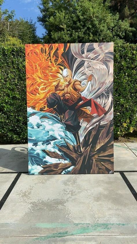 Avatar The Last Airbender Art Painting, Avatar The Last Airbender Canvas Art, Avatar The Last Air Bender Drawing, Avatar Ang Drawing, Avatar Aang Painting, Avatar Aang Drawing, Atla Painting, Avatar The Last Airbender Painting, Avatar Painting