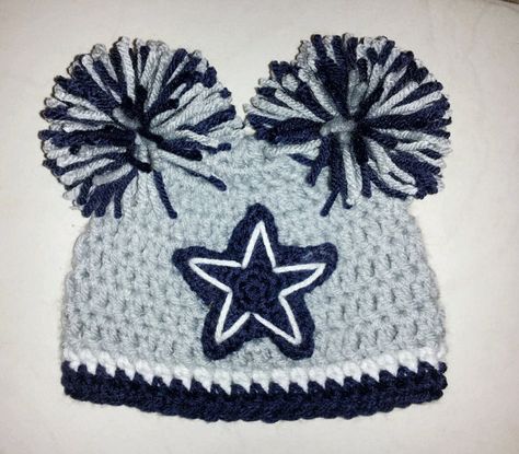 Crocheted Dallas Cowboys Hat by TinyTippyToppers on Etsy, $25.00 Dallas Cowboys Crochet, Cowboys Crochet, Sports Crochet, Football Crochet, Cowboy Hat Pattern, Cowboy Crochet, Custom Crochet Hooks, Cowboys Hat, Dallas Cowboys Hats