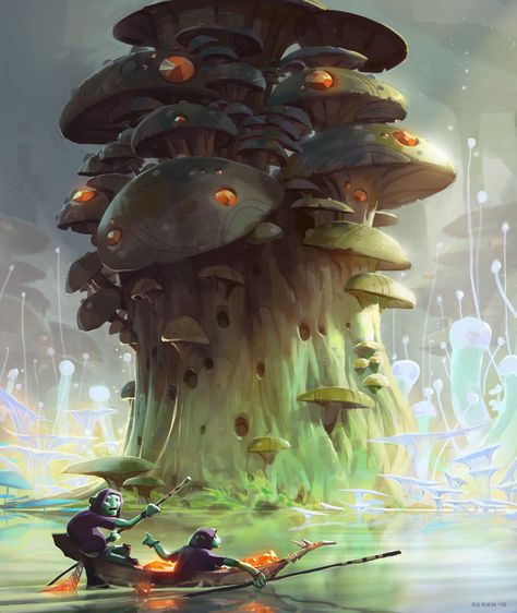 ArtStation - Dwindling Craft, Maximilian Degen Mushroom Forest, Concept Art World, Alien Concept, Landscape Concept, Alien Concept Art, Fantasy Setting, Mushroom Art, Matte Painting, Fantasy Art Landscapes