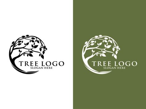 Tree Logo vector, Circle Tree Logo design template Tree Logo Ideas, Oak Tree Logo Design, Oak Tree Logo, Retro Tree, Tree Logo Design, Tree Logo, Tree Logos, Badge Design, Logo Banners