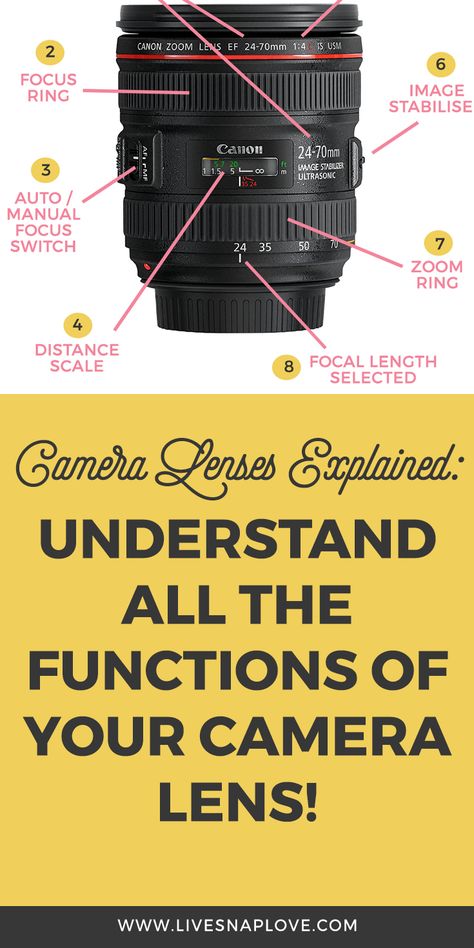 Camera Lenses Explained: Understand All The Functions of Your Camera Lens! Camera Lens Guide, Camera Lenses Explained, Nikon Lenses, Manual Photography, Digital Photography Lessons, Canon Lenses, Dslr Photography Tips, Dslr Lenses, Photography Settings