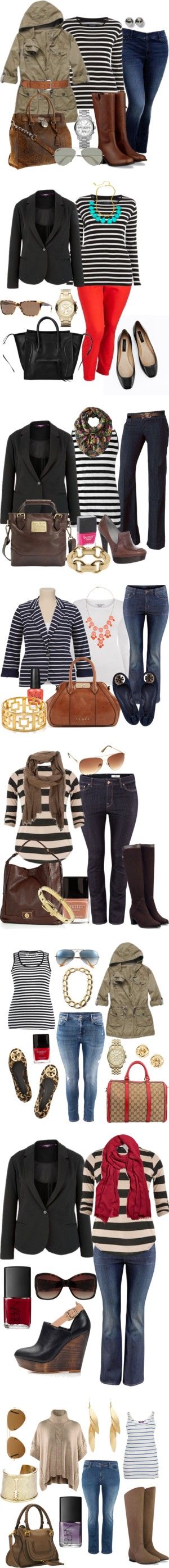 Stripes Outfit, Power Outfit, Xl Mode, How To Wear Jeans, Plus Zise, Fall Stripes, Winter Travel Outfit, Lady Like, Nautical Stripes