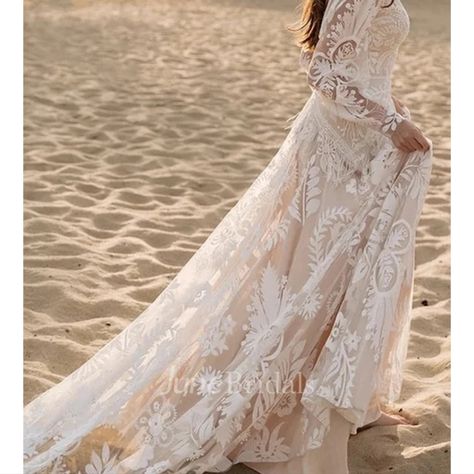 I Bought This Dress And Decided To Go With A Different Dress. I Never Wore The Dress, And It Has No Alterations. It's A Size 12. Here Is A Link To The Place I Purchased It From: Https://M.Junebridals.Com/Long-Sleeve-Lace-Bridal-Dress-Full-Body-Applique-Boho-Warm-Wedding-Gown-With-Fringe-P716929.Html?Size=8&Color=As_shown&Gad_source=1&Gclid=Cj0kcqjws560bhcuarisahmqe0hgmfp6wrvzvaw1xrgvsn_ar3itkbvqqtiqwmt-53pfuabkdlpe8kaaahyuealw_wcb Modest Bohemian Wedding Dresses, Cheap Boho Wedding Dress, Long Sleeve Lace Wedding Dress Boho, Outdoor Fall Wedding Dress, Boho Long Sleeve Wedding Dress, Plus Size Boho Wedding Dress, Boho Wedding Dresses With Sleeves, Woodland Wedding Dress, Boho Beach Wedding Dress