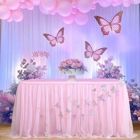 Pink Butterfly Theme, Dessert Table Decorations, Butterfly Tea Party, Butterfly Baby Shower Decorations, Butterfly Birthday Party Decorations, Butterfly Themed Birthday Party, Butterfly Wedding Theme, Wedding Cake Dessert Table, Pink Party Theme