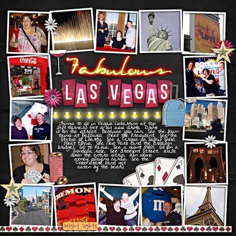 Fabulous Las Vegas - Scrapbook.com Vegas Scrapbook, Scrapbooking Layouts Travel, Travel Scrapbook Pages, Digital Scrapbooking Templates, Vacation Scrapbook, Vegas Trip, Scrapbook Templates, Digi Scrap, Photo Scrapbook