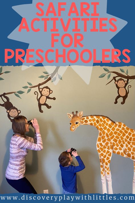 Let’s go on a Safari Adventure with these preschool activities that will teach letter recognition, counting, and more! Grab your safari hat, binoculars, and safari notebook for your learning adventures! via @discoveryplayshop Safari Dramatic Play Preschool, Safari Activities For Toddlers, Safari Dramatic Play, Safari Hat Craft, Safari Preschool Activities, Safari Preschool, Teach Letter Recognition, Safari Snacks, Camping Preschool