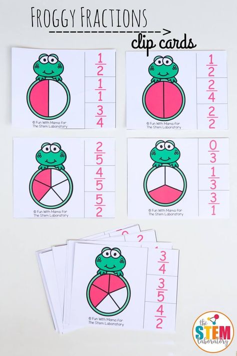 froggy-fractions-pinterest Fun Fractions Activities, Fraction Activity, Free Math Centers, Mathematical Thinking, Fraction Activities, Classroom Idea, Spring Math, Montessori Math, Math Fractions