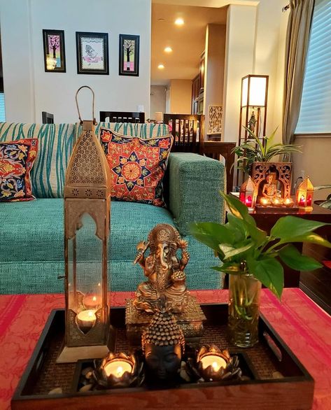 Center Table Decor, Buddha Home Decor, Indian Room Decor, Drawing Room Decor, Diwali Decorations At Home, Buddha Decor, India Home Decor, Ethnic Home Decor, Ethnic Decor