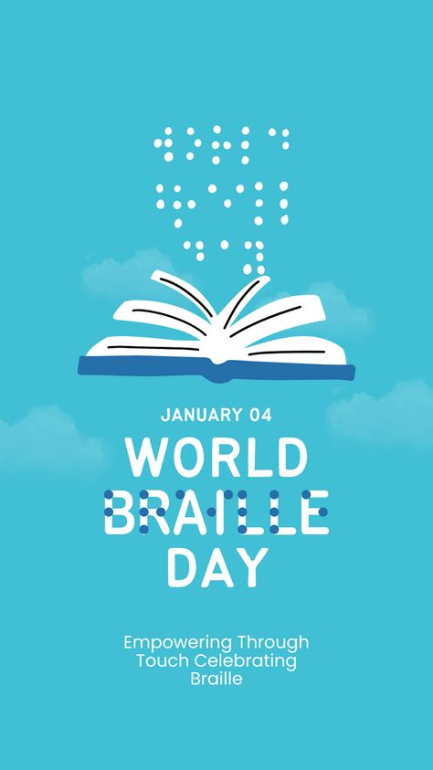 World Braille Day, Instagram Story Template, Story Template, Instagram Story, Blue, Instagram