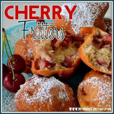 Cherry Fritters Recipe, Cherry Fritters, Fun Food Recipes, Cherry Recipes Dessert, Mom On Timeout, Cherry Smoothie, Fresh Cherry, Fritters Recipe, Cherry Desserts