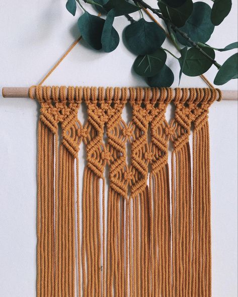 Mustard macrame wall hanging Easy Macrame Wall Hanging Tutorials, Wall Hanging Tutorials, Easy Macrame Wall Hanging, Macrame Wall Hanging Ideas, Macrame Wall Hanging Tutorial, Easy Macrame, Macrame Table, Macrame Tutorials, Macrame Knots Tutorial