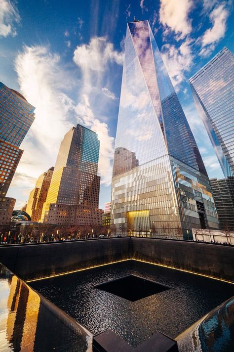 Ground Zero Memorial with One World Trade Center Ground Zero Memorial, Mode Board, Ground Zeroes, Ny Trip, One World Trade Center, Ground Zero, Trade Centre, Trade Center, World Trade