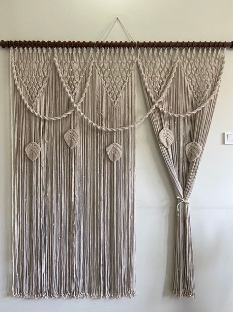 Macrame Door Hanging, Macrame Materials, Macrame Window Curtain, Curtain For Window, Macrame Curtains, Macrame Door Curtain, Simpul Makrame, Unique Macrame, Macrame Wall Decor