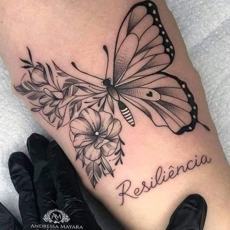 Butterfly Tattoo Tricep, Butterfly With Flowers, Butterfly Tattoos Images, Butterfly Tattoos On Arm, Herz Tattoo, Flame Tattoos, Butterfly Tattoos For Women, Tasteful Tattoos, Forearm Tattoo Women