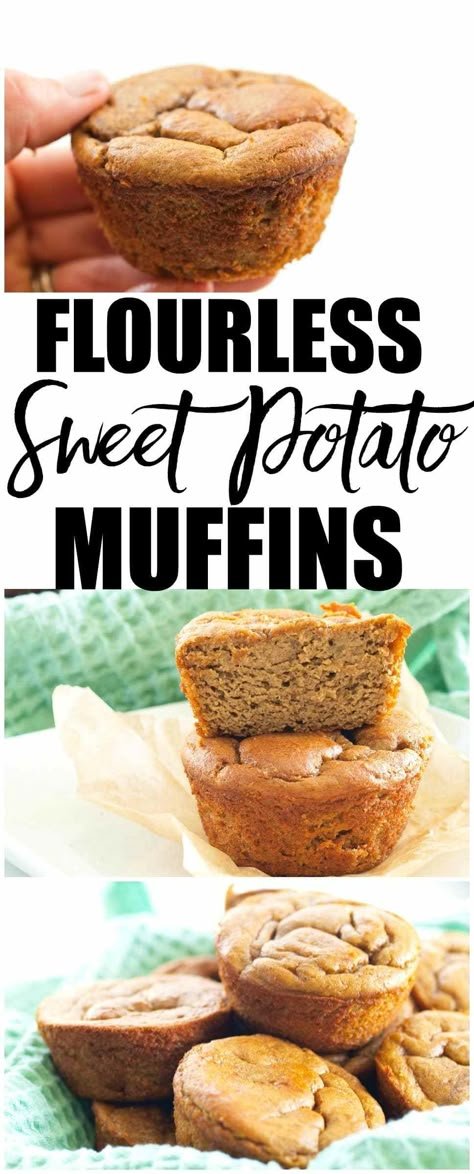 Flourless Sweet Potato Muffins (Blender Muffins) - Happy Healthy Mama Potato Muffins Recipe, Vegan Swaps, Sweet Potato Muffin Recipe, Flourless Muffins, Aip Baking, Healthy Breakfast Idea, Potato Muffins, Sweet Potato Muffins, Gluten Free Potatoes