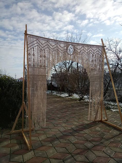 Macrame Arch / Natural White Cotton Rope / Boho Decor/ Wedding Bohemian Wedding Backdrop, Craft Booth Design, Arch Arbor, Macrame Wedding Arch, Hanging Room Divider, Wall Arch, Boho Wedding Arch, Macrame Arch, Modern Macrame Wall Hanging