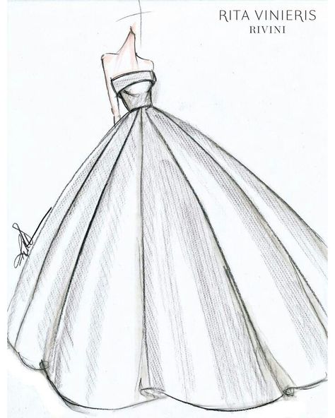 Rita Vinieris, Bride Design, Beautiful Ball, Fashion Figure Drawing, Fashion Drawing Sketches, Draped Bodice, Fashion Drawing Tutorial, Dress Design Drawing, Seni Dan Kraf