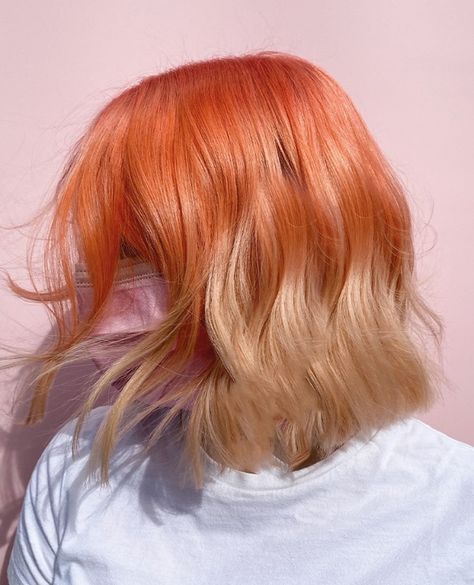 Peach Hair Colors, Dipped Hair, Ginger Roots, Peach Hair, Faded Hair, Beauty Inspo, Colored Hair, Peach Pink, Hair Goals