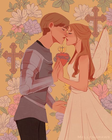 Romeo And Juliet Drawing, Knight Angel, Dibujos Cute, Couple Art, Romeo And Juliet, Art Drawings Simple, A Rose, Art Drawings Sketches, Titanic