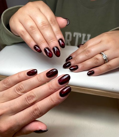 Vampy Red Nails for everyone! ❤️✨🖤 These glass nails are so magical! I want everyone to have these on their hands! . . . @dndgel garnet red @kokoist blackest black Bevimee Magnetic Smooth Cat Eye . . #nailart #nailarttutorial #nailvideos #nails #nailideas #nailinspo #naildesigns #diynails #nailtrends #manicure #uñas #mani #easynailart #simplenailart #portjefferson #longisland #longislandnailtech #fallnails #nailtech #nailart #vampire #halloweennails #glassnails #magneticnails Blackest Black, Magnetic Nails, Garnet Red, Glass Nails, Nail Art Tutorial, Easy Nail Art, Red Garnet, Nail Trends, Nail Tech