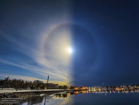 View larger. | Photo by Goran Strand Moon Halo, June Solstice, Astronomy Pictures, Eclipse Solar, Today Images, Sun Dogs, Atmospheric Phenomenon, Solar Flare, Night Landscape