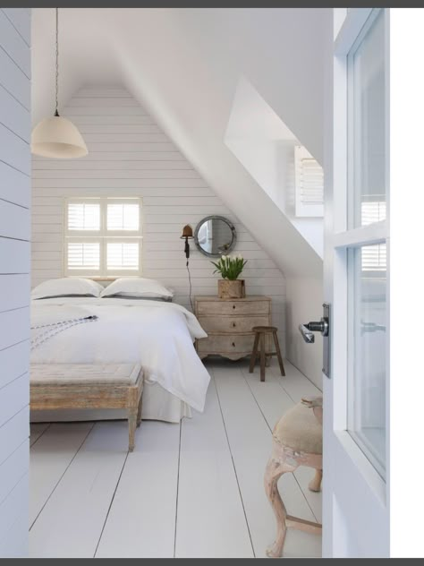 Cotswold Cottage Interior, Emma Lewis, White Floorboards, Cotswold Cottage, Attic Ideas, Attic Room, Attic Bedrooms, Attic Renovation, Attic Remodel