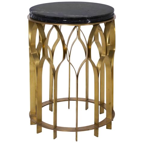 Mosques are not only places for the spiritual cult and also majestic architectural works. MECCA Side Table features a top in marble Nero Marquina and a structure in aged matte brass that resemble the architectural heritage from the mosques. This round side table will enhance any modern interior design. DIMENSIONS Width 43 cm 16,9” Depth 43 cm 16,9” Height 60 cm 23,62" MATERIALS Structure in brushed matte brass Top in marble Nero Marquina End Tables Black, Marble Round Coffee Table, Instyle Decor, Brass Side Table, Nero Marquina, Black Side Table, Marble Side Tables, Modern Side Table, Italian Marble