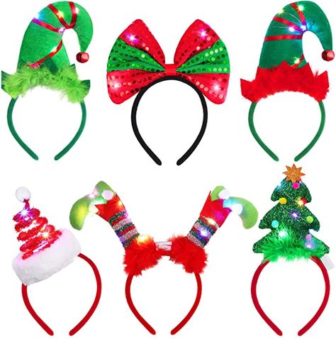 Led Headbands, Christmas Party Costumes, Brr Basket, Elf Costumes, Christmas Headdress, Christmas Tree Headband, Spiral Christmas Tree, Christmas Party Costume, Light Up Costumes