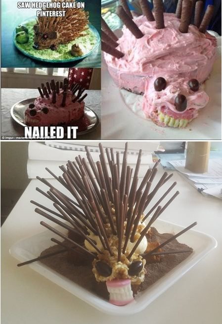 Nailed It Cakes, Cursed Hedgehog, Nailed It Cake, Cursed Food, Drake Cake, Ugly Cakes, Hedgehog Cake, Cake Fails, Cake Wrecks