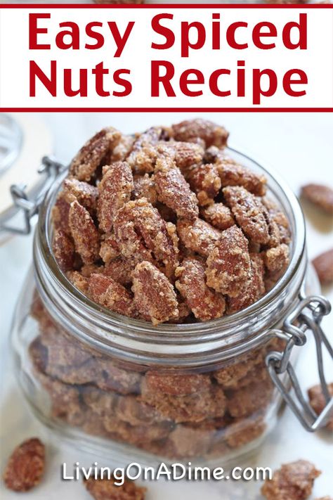 Cinnamon Roasted Almonds, Spiced Nuts Recipe, Christmas Candy Easy, Easy Christmas Candy Recipes, Delicious Holiday Desserts, Spiced Pecans, Nut Recipes, Christmas Candy Recipes, Roasted Almonds