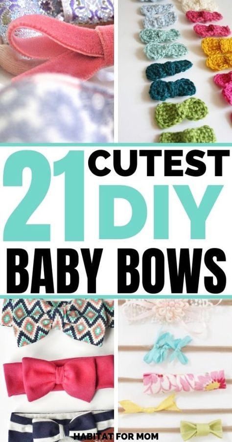 21 Best DIY Newborn Baby Hair Bow Tutorials for Your Little Girl. Newborn tips and tricks | DIY and crafts | Diy Newborn accessories. #newborndiy #diycrafts #diynewborn #habitatformom Diy Baby Bows Headbands, Diy Baby Hair Bows, Newborn Hair Bows, Diy Baby Bows, Newborn Hair, Hair Bow Instructions, Newborn Tips, Baby Hair Bow, Girls Hair Bows Diy