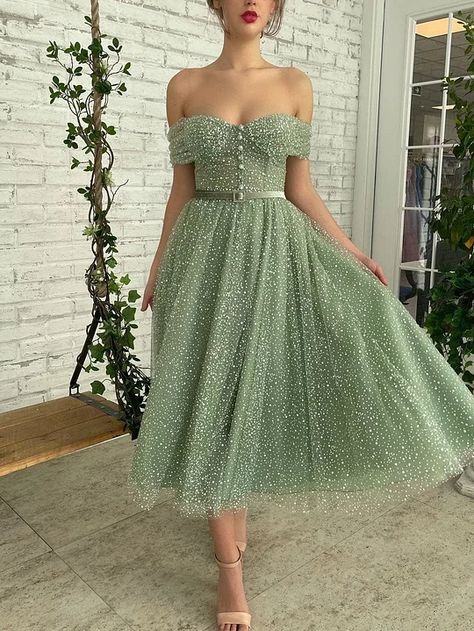 3D Floral Dream Wedding Dress Teuta Matoshi Midi Dress, Matcha Green Dress, Teuta Matoshi, Tea Length Dress, Special Occasion Gowns, Waist Corset, Bridal Jumpsuit, Corset Bodice, Special Occasion Outfits