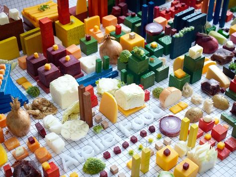 Architectural Blueprint of an Entire City Made of Food by Petter Johansson Design Cibo, Food Lab, Food Projects, Swedish Recipes, Food System, Its Nice That, Design Milk, Finger Food, Creative Agency