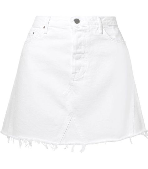 Grlfrnd Eva Frayed Denim Mini Skirt White Shorts Outfit Summer, French Summer Style, White Skirt Summer, A Line Denim Skirt, French Summer, Skirts White, White Denim Skirt, Summer Shorts Outfits, White Mini Skirt