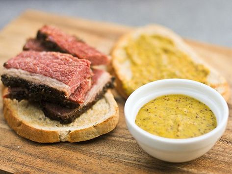 This beer mustard was made to complement some homemade pastrami. Its spicy kick and slight sweetness did the job fantastically well. Spicy Brown Mustard Recipe, Brown Mustard Recipe, Beer Mustard Recipe, Homemade Pastrami, Beer Mustard, Homemade Mustard, Mustard Recipe, Spicy Brown Mustard, Cooking With Beer