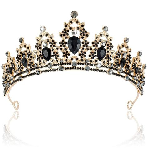 Amazon.com : SuPoo Black Crown Gothic Crown Black and Gold Tiaras for Women Halloween Tiara Crown Rhinestones Baroque Birthday Queen Crown Vintage Bridal Headband Halloween Decorations : Beauty & Personal Care Birthday Queen Crown, Evil Queen Costume, Sweet 16 Tiara, Black Tiara, Hair Accessories Bun, Gothic Crown, Crown Birthday, Birthday Tiara, Crown For Women